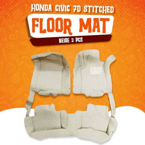 Honda Civic 7D Stitched Floor Mat Beige 3 Pcs