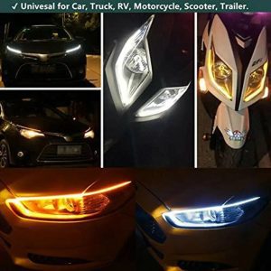 Universal DRL LED Headlight Strip 12-inch Light Daytime Running Turn Signal Lamp 2 Pcs Set