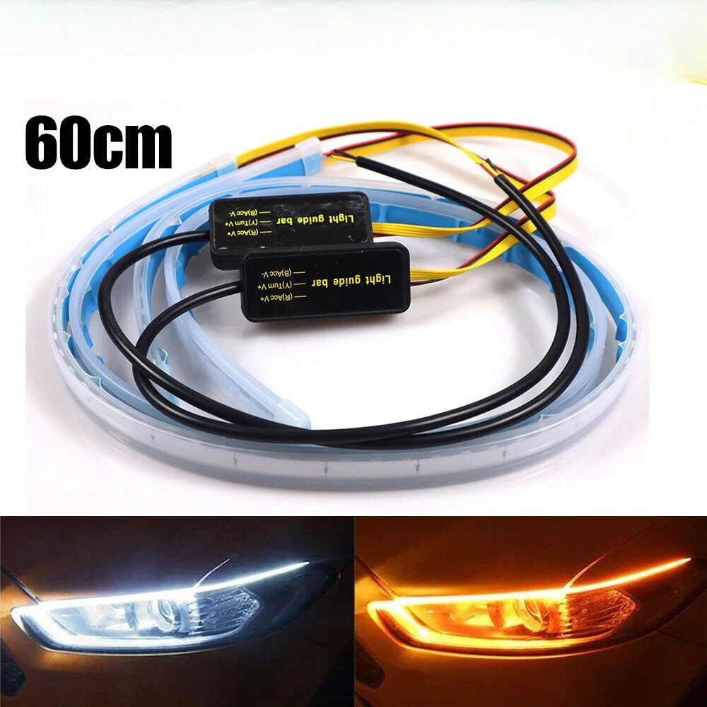 Universal DRL LED Headlight Strip 12-inch Light Daytime Running Turn Signal Lamp 2 Pcs Set - Image 4