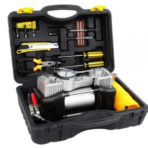 Car Tyre Puncture/ Pair Tool Kit with Double Air compressor