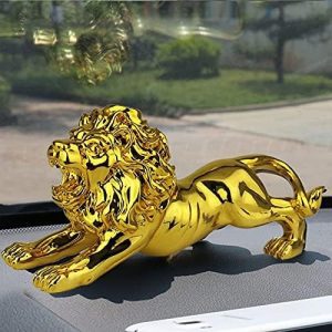 Golden Lion Car Dashboard Ornament: Ideal for Home Decor and Gifting.