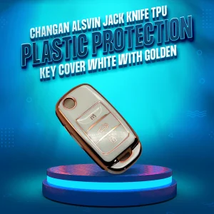 Changan Alsvin Jack Knife TPU Plastic Key Cover - White with Golden