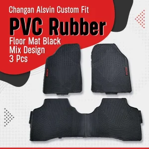 Changan Alsvin Custom Fit PVC Rubber Floor Mat Black Mix Design 3 Pcs (Model 2020-2024)
