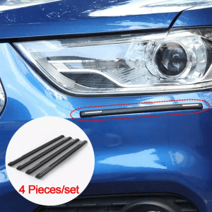 4PCS Carbon Fiber-Style Bumper Strips – Black Anti-Scratch Protection for Car Body