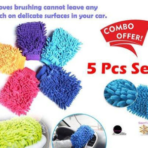 5PCS Microfiber Car Washing Gloves – Soft & Easy Cleaning Mitts