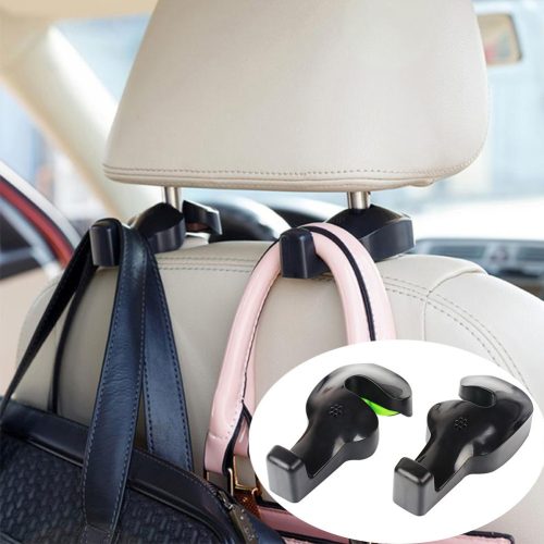 Portable Car Headrest Bag Hooks – Seat Back Organizer Hangers 2PCS Black