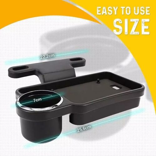 Universal Foldable Car Headrest Tray with Drink Holder – Portable Backseat Organizer