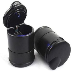 Portable LED Ashtray Cup Holder – Black Car Cigarette Ash Tray