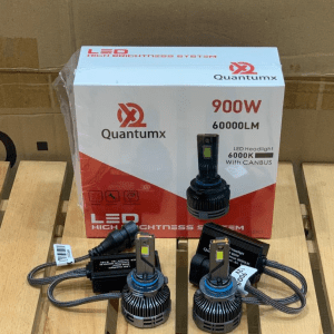 2PCS Quantumx 9005 LED Headlights – 900W, 60,000 Lumens, 6000K Cool White