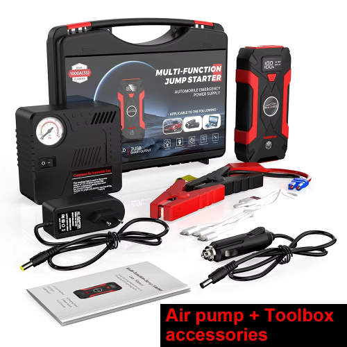 Digital Car Jump Starter Power Bank with Built-in Air Pump – Multi-Function Emergency Tool