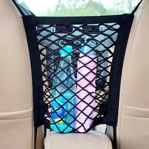 Car Seat Gap Mesh Organizer Net – Stretchable Elastic Storage Bag with Hooks