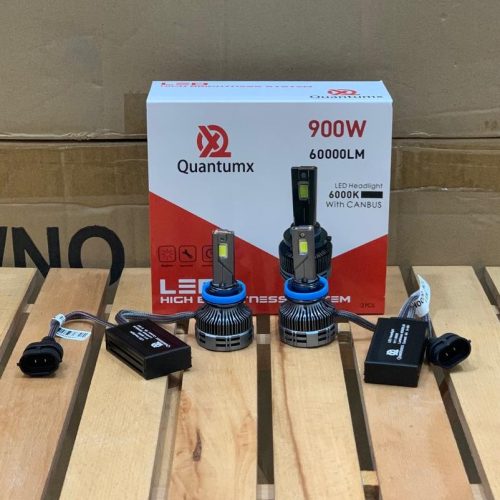 2PCS Quantumx H11 LED Headlights – 900W, 60,000 Lumens, 6000K White Light