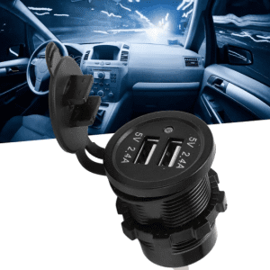 Universal In Dash Flush Mount Dual Car - USB Charger Panel 2 USB 2.1 A - 1.2 A